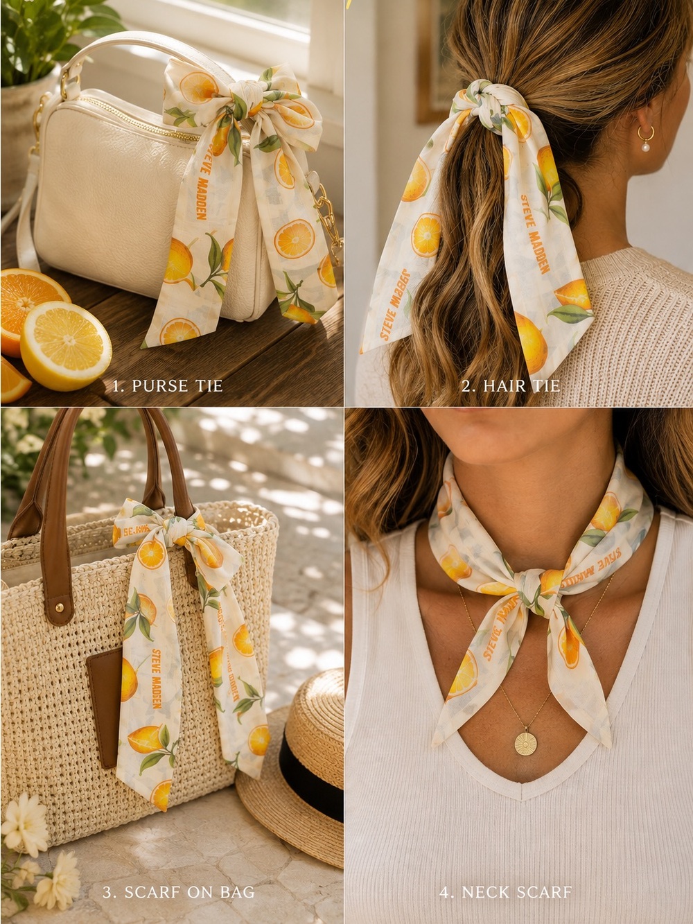 Steve Madden Lemon Twilly Skinny Scarf - Purse Wrap & Hair Tie EUC 🍋 💛🍋💛🍋💛